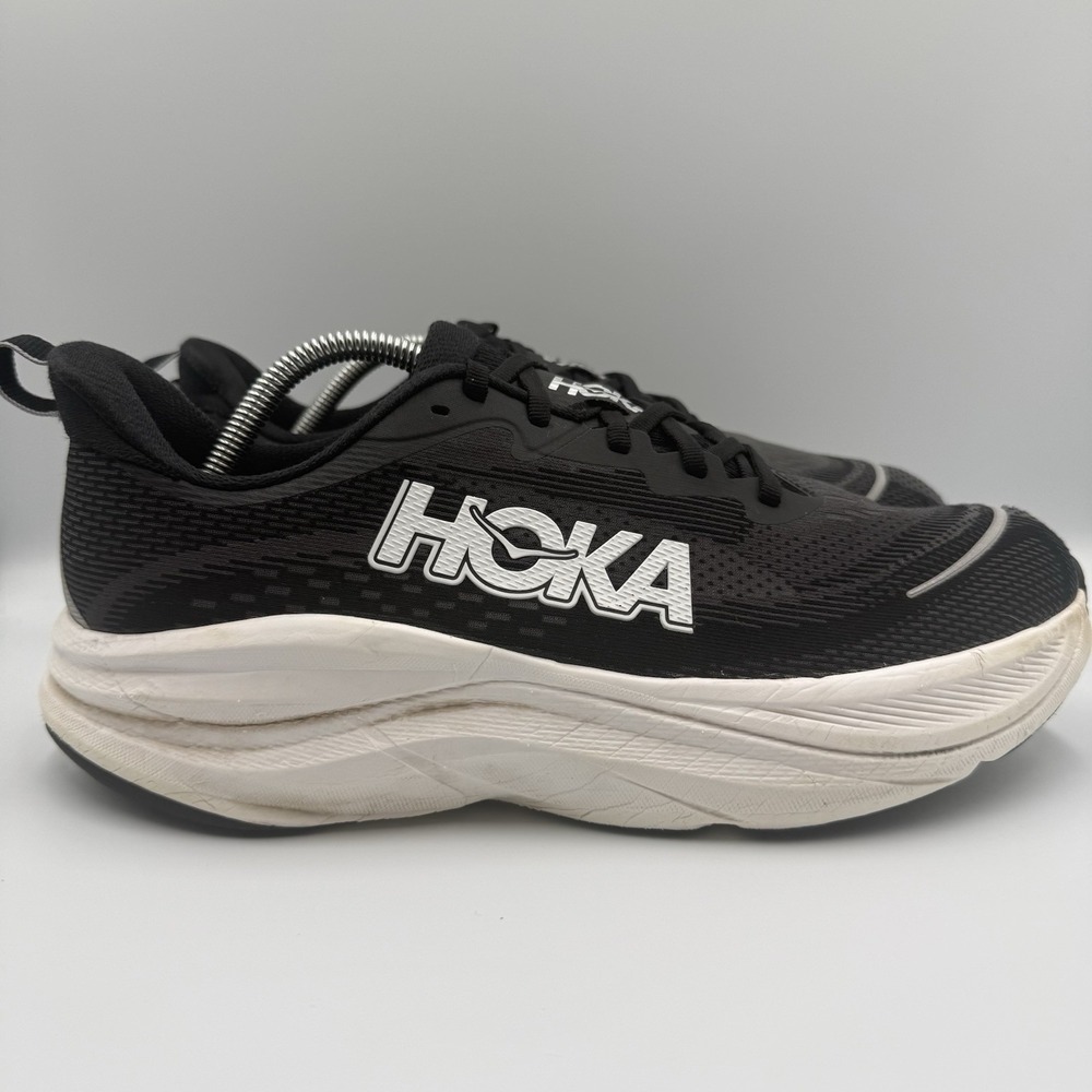 Hoka One One Skyflow Men's 10.5 2E Wide Black White‎ Running Shoes Sneakers